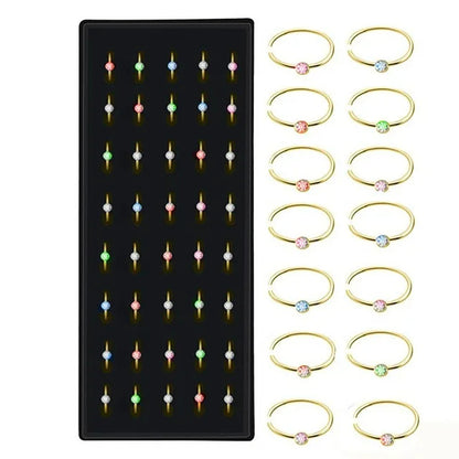 Pircing Dorado Aro Con Circón X 1 Caja (40 Unid)